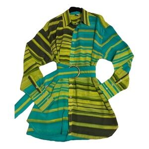 Bamba swim silk Striped Green and Blue Mini Dress